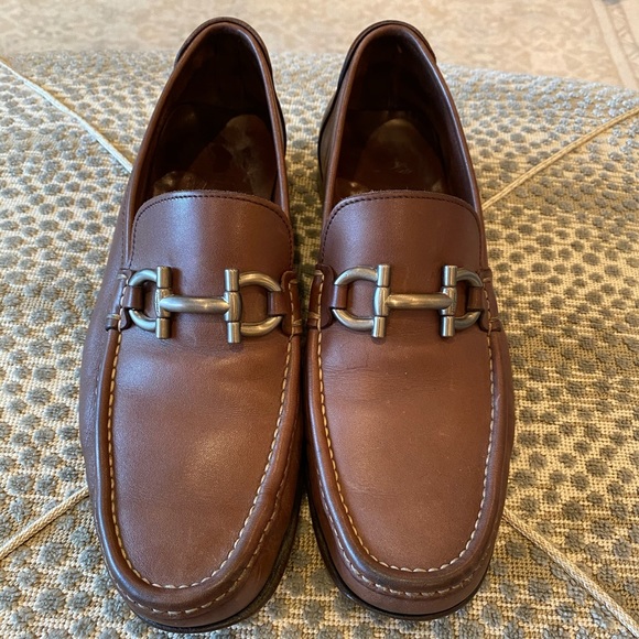 Salvatore Ferragamo Gancini Bit Leather Loafers